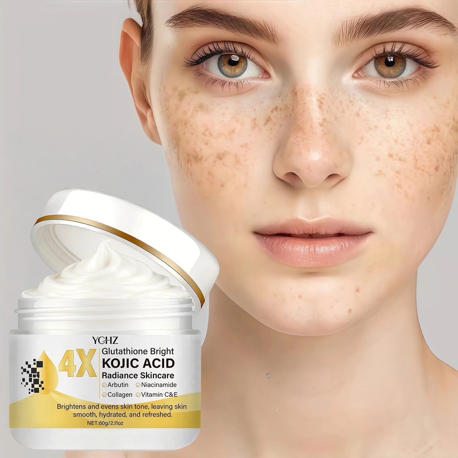 Kojic Acid Face Cream, Evens Out Skin Tone, Eliminates Dark Spots and Dullness - Non-Greasy, Suitable for Both Men and Women - Whitening and Moisturizing Cream, for Day and Night Use